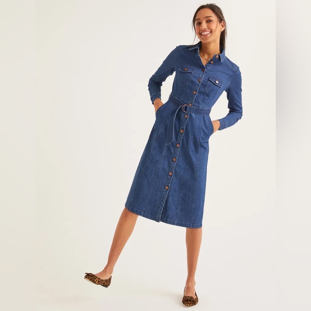 Boden Denim Button-Down Midi Dress